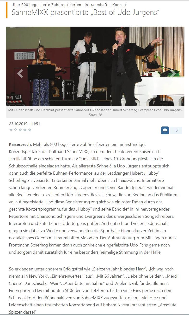 2019-10-23 BLICK Aktuell zum Konzert Kaisersesch